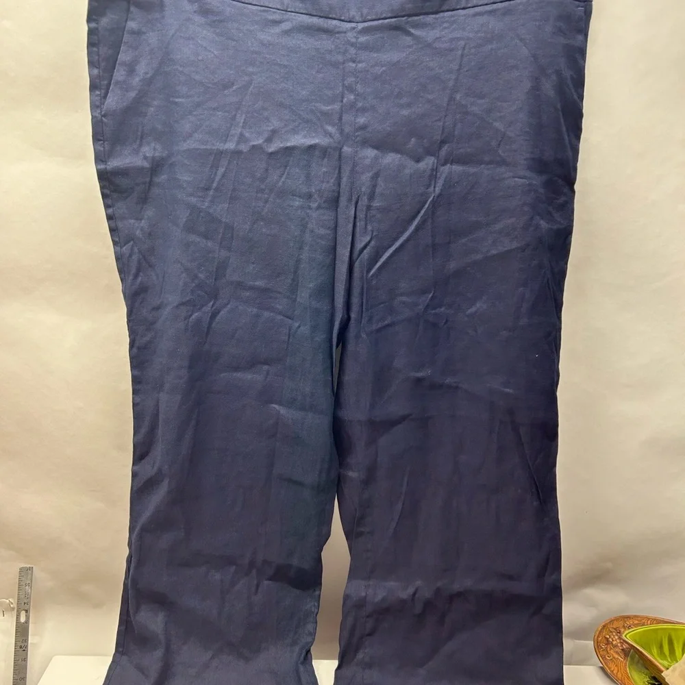 Talbots Navy Blue Linen Wide Leg Pants 20 Women’s Petite - Picture 1 of 8